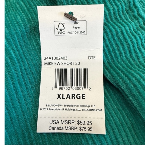 NWT Billabong Corduroy Beach Surf Skate Shorts Size XL - Picture 3 of 4